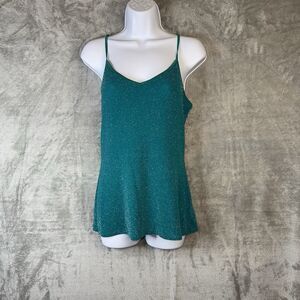 Express Teal Metallic Cami Tank Top Shimmery Stretchy Y2K Party Clubwear Med